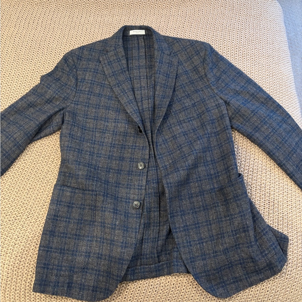 Boglioli Navy Checkered Blazer